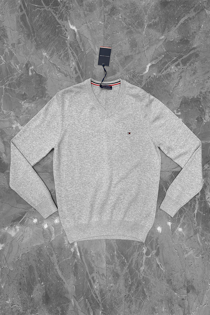 Tommy Hilfiger Мужской джемпер logo-embroidered - Grey
