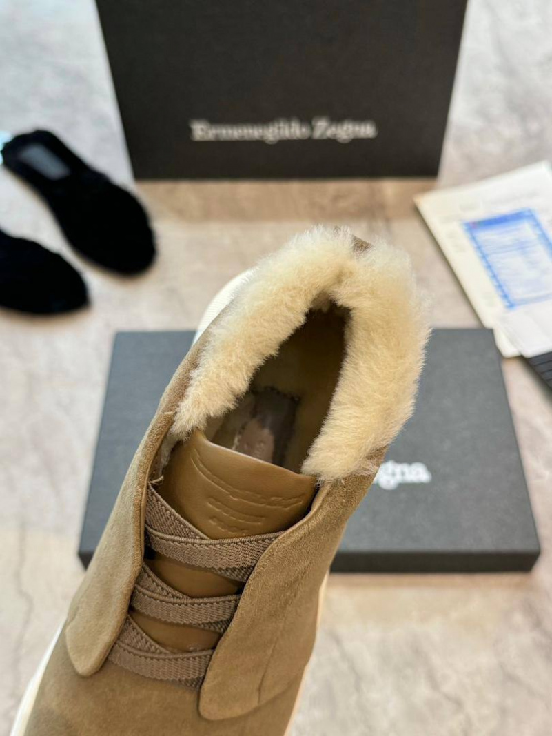 Zegna Кроссовки с мехом Triple Stitch - Beige