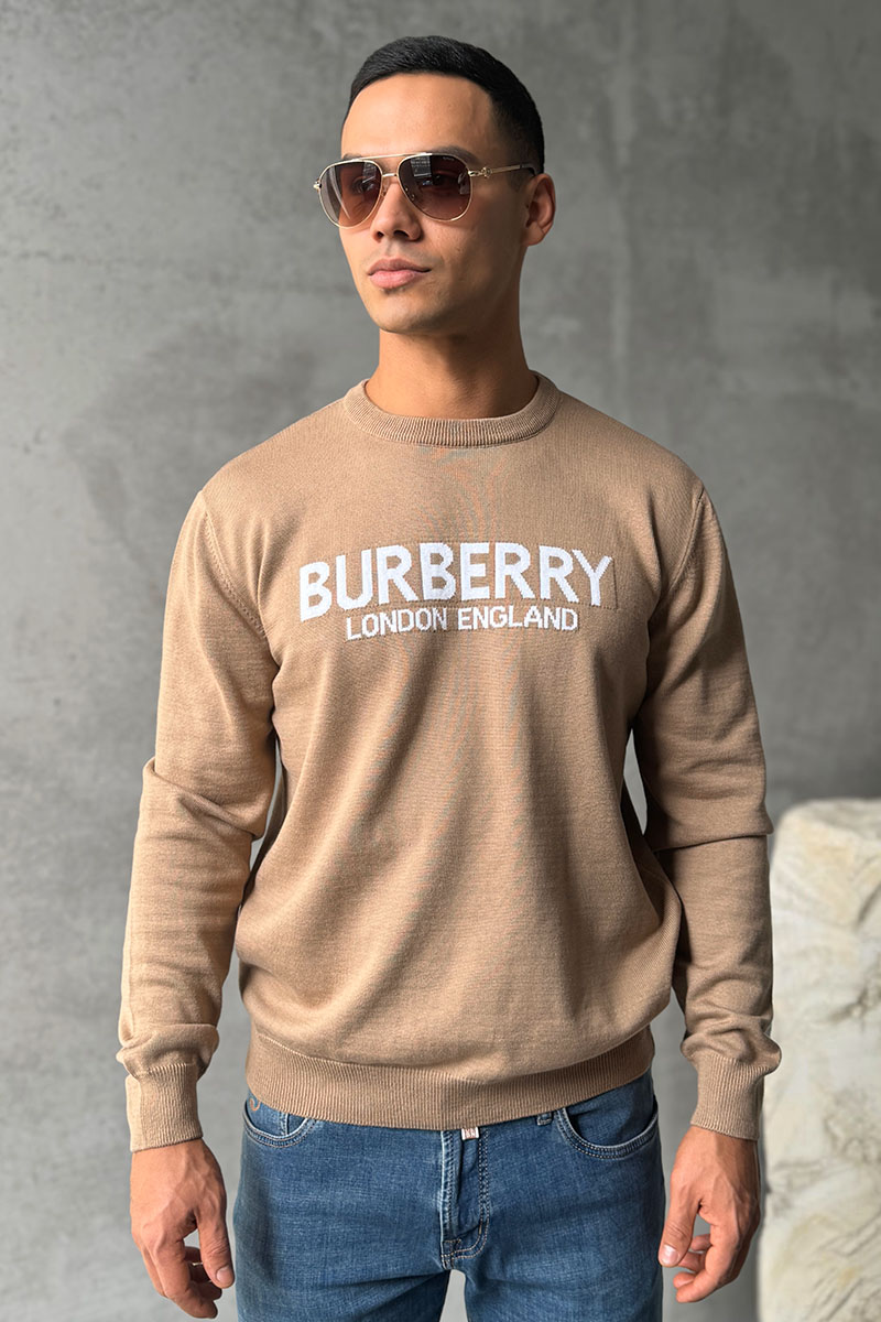 Burberry Мужской джемпер logo-intarsia - Beige 