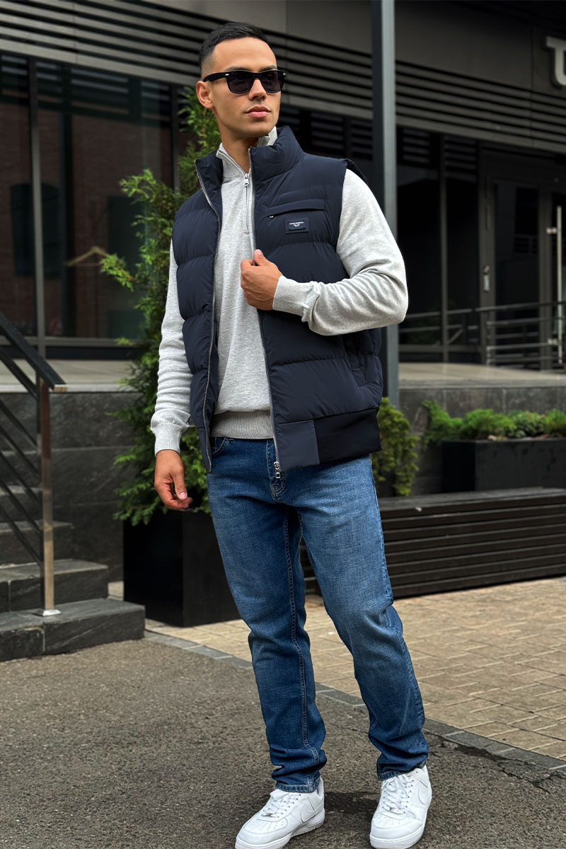 Dоlсе & Gаbbаnа Мужской синий жилет logo-plaque 