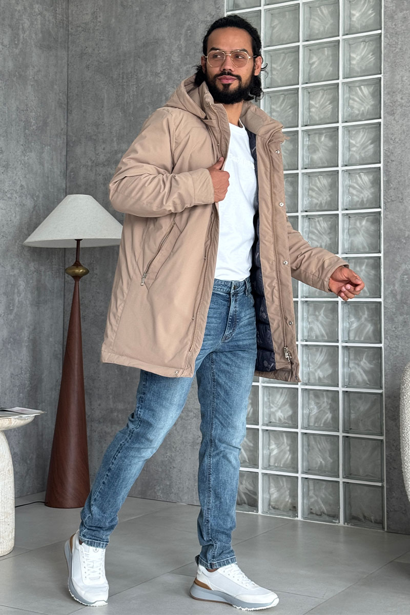 Loro Piana Мужская парка бежевого цвета