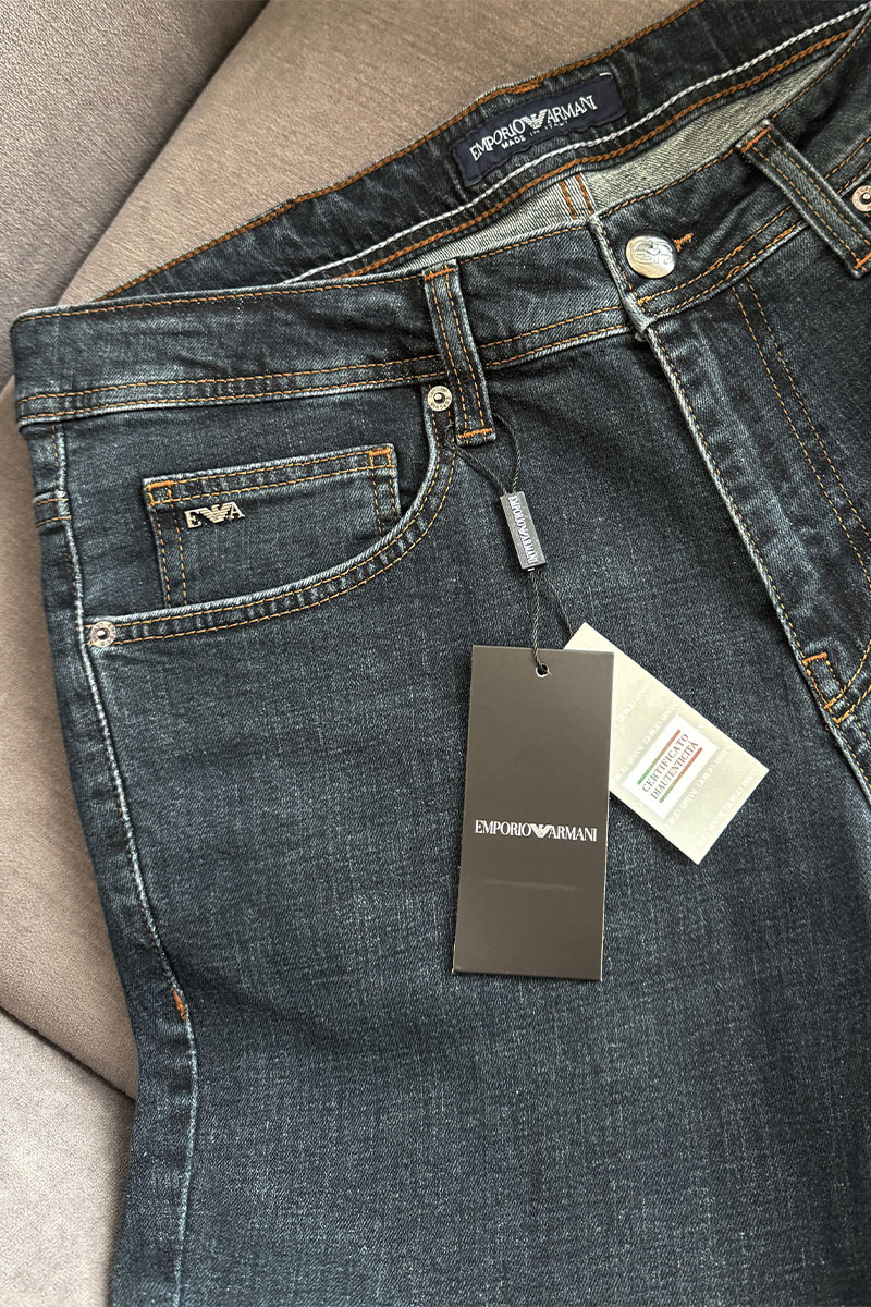 Emporio Armani EA7 Мужские тёмно-синие джинсы 