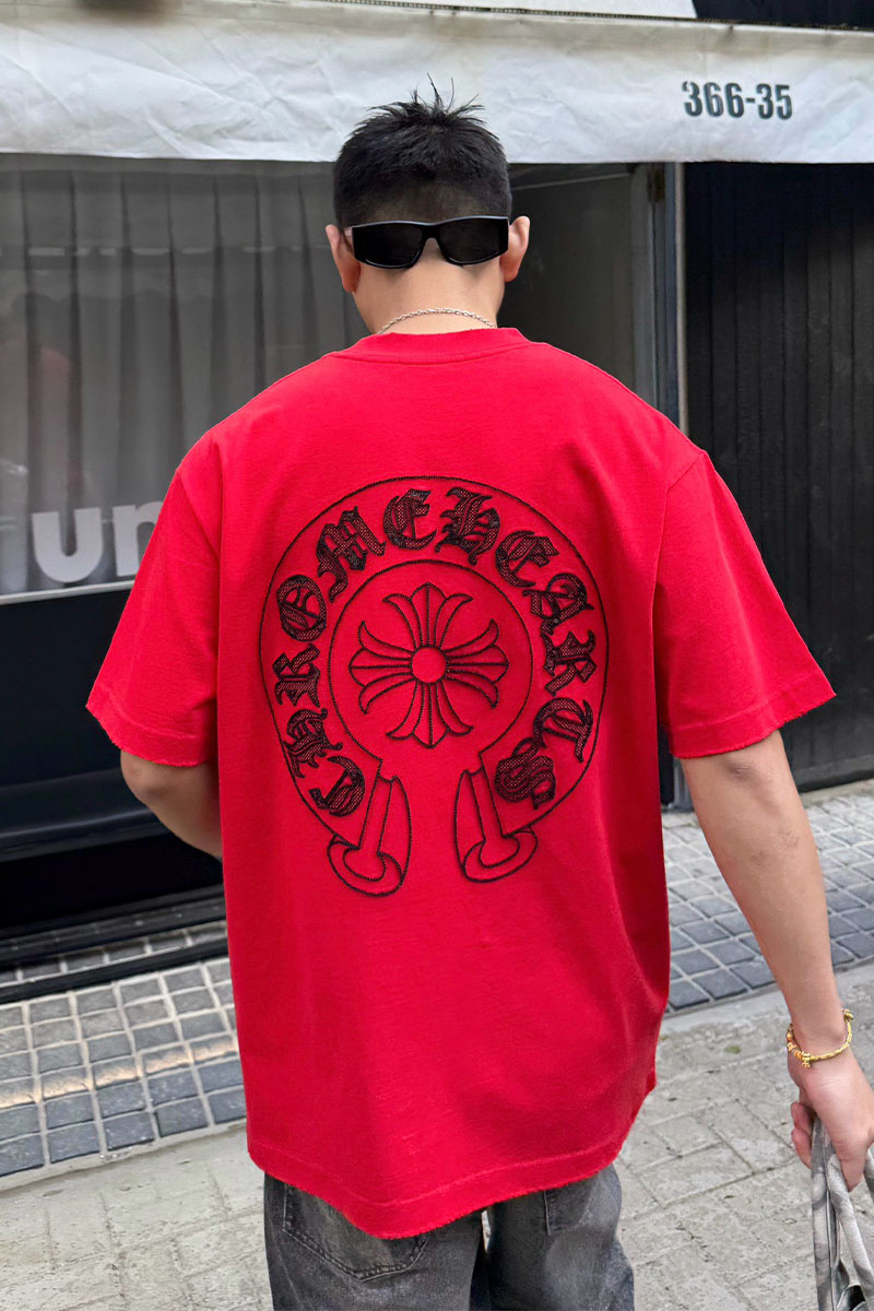 Chrome Hearts Красная оверсайз футболка Premium