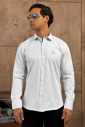 Мужская белая рубашка logo-embroidered