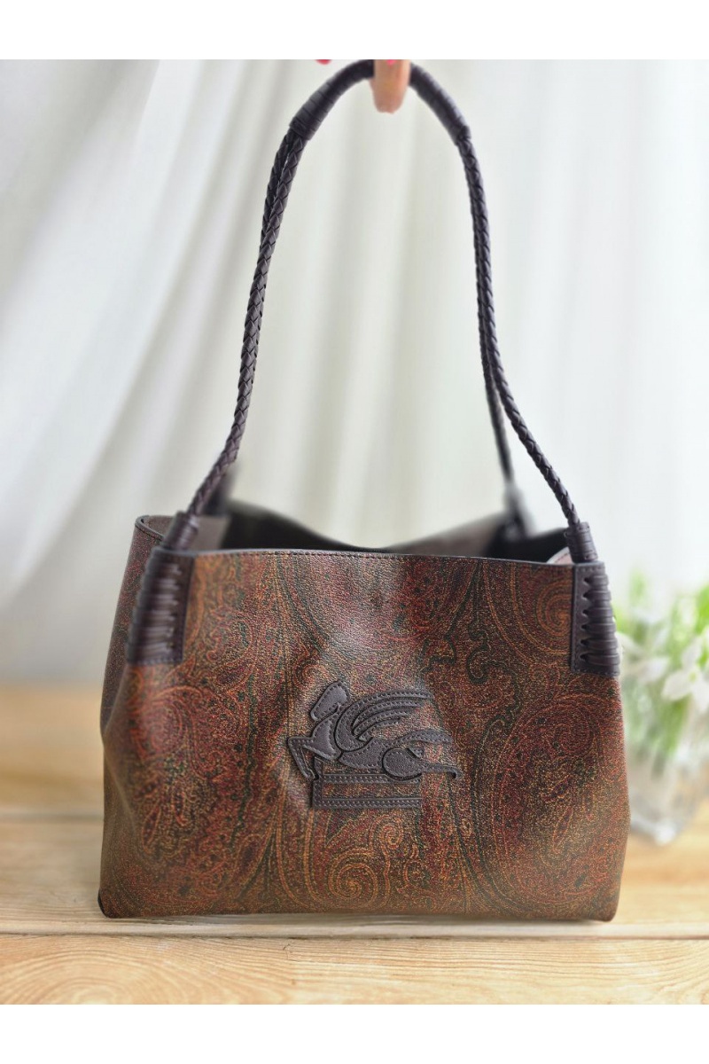 Etro Кожаная сумка с узором пейсли 38x23 см