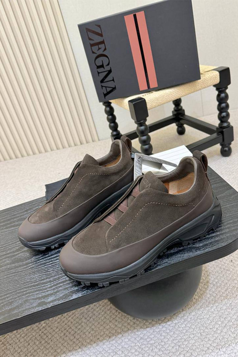 Zegna Замшевые кроссовки Triple Stitch Monte - Brown
