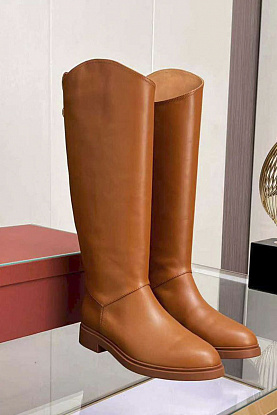 Женские кожаные сапоги premium - Chestnut