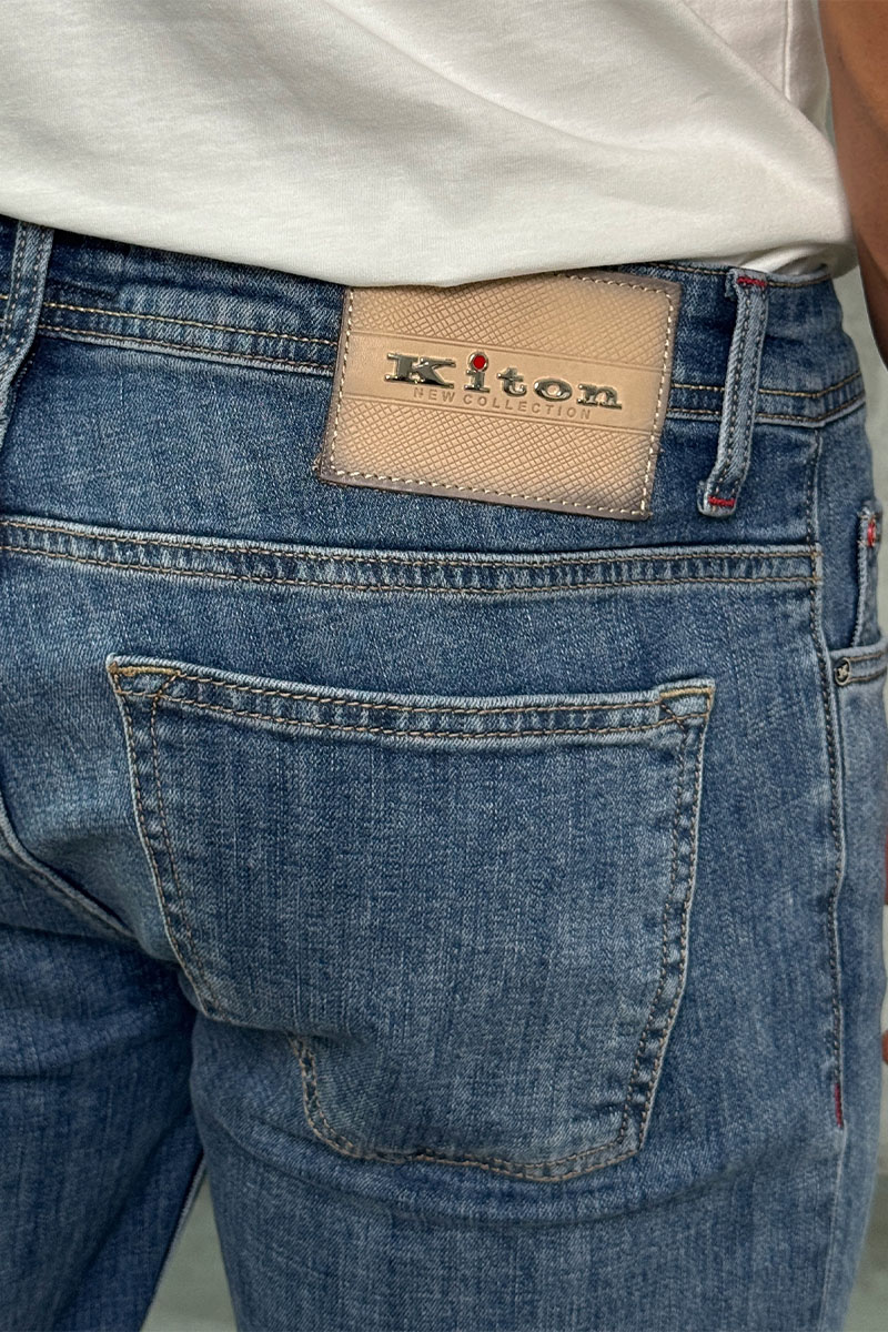 Kiton Мужские синие джинсы 