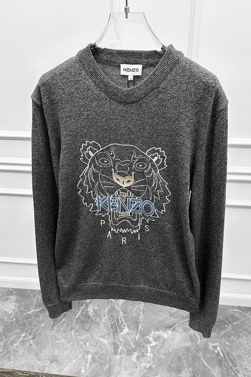 Kenzo Серый свитер Tiger logo-embroidered