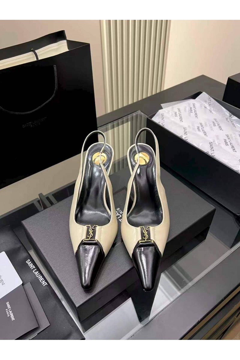 Yves Saint Laurent Женские кожаные туфли на каблуке premium