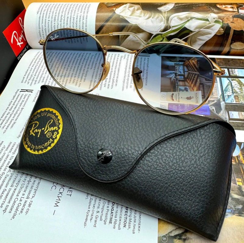 Ray Ban Солнцезащитные очки Round Metal - Blue / Gold