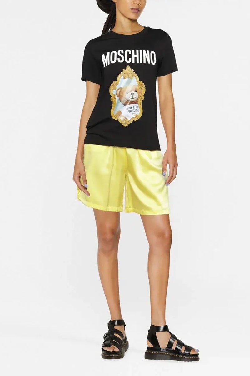 Moschino Женская футболка чёрного цвета Teddy Bear