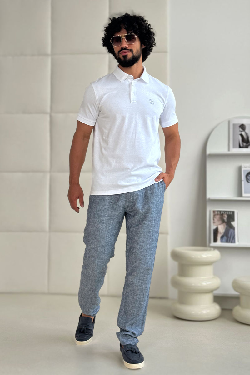 Loro Piana Льняные брюки синего цвета 