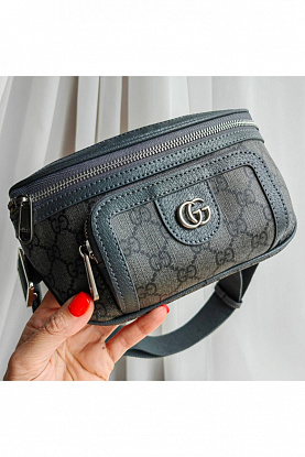 Сумка на пояс Interlocking G 23x12x2.5 см - Black