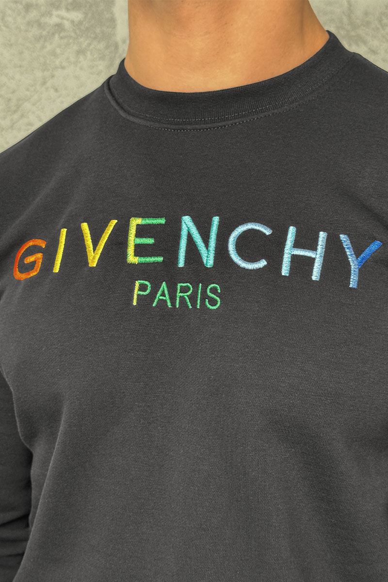 Givenchy Мужской чёрный свитшот Paris logo-embroidered