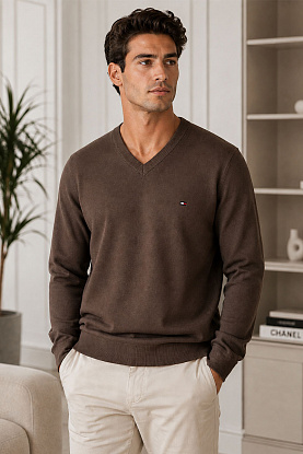 Мужской джемпер logo-embroidered - Brown