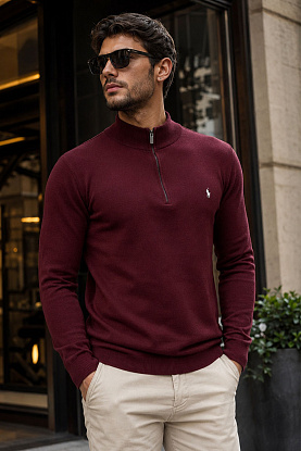 Мужская кофта half-zip - Burgundy
