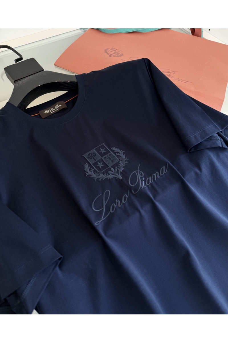 Loro Piana Мужская тёмно-синяя футболка premium