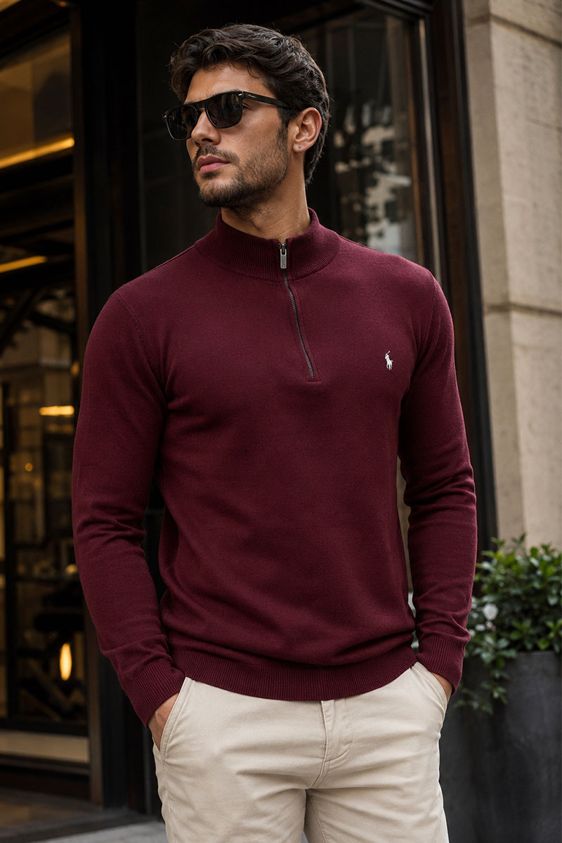Polo Ralph Lauren Мужская кофта half-zip - Burgundy