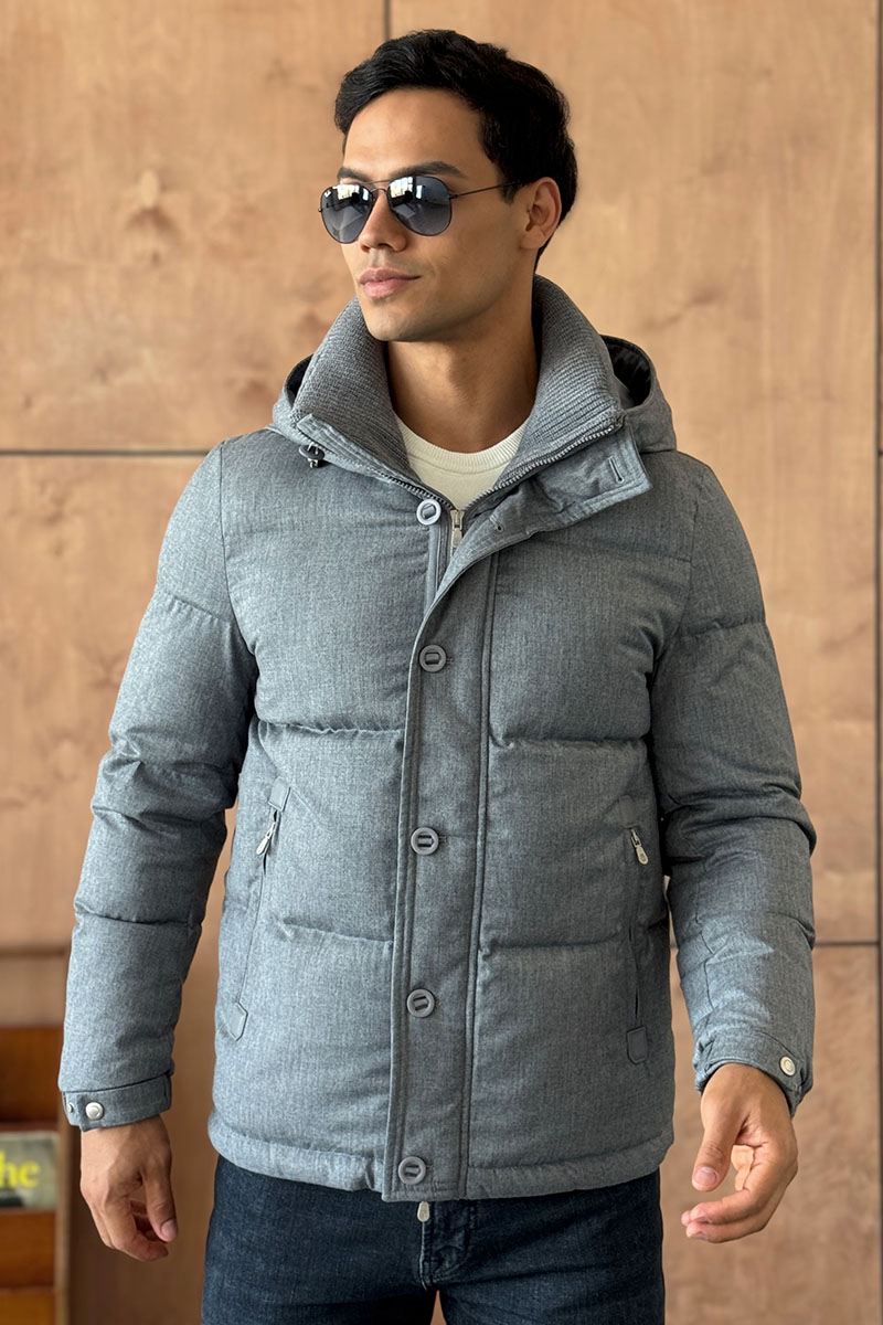 Designer Мужской пуховик серого цвета 