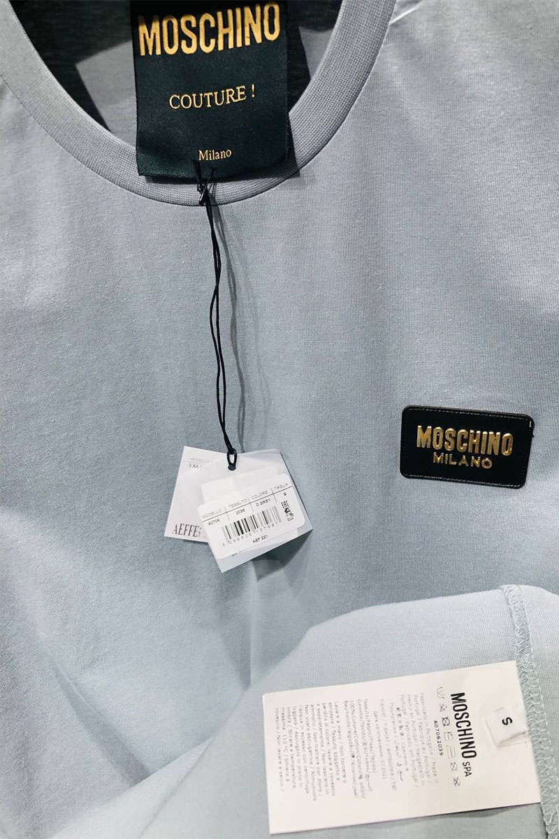 Moschino Мужская серая футболка logo-patch