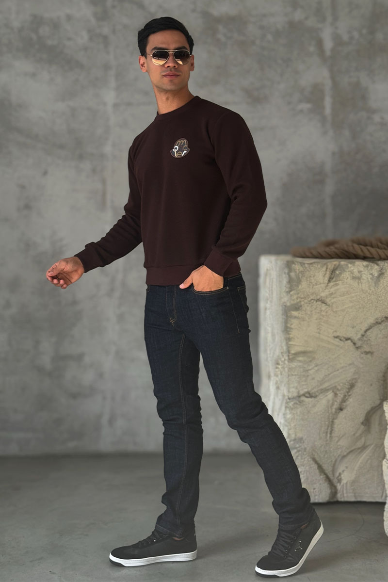 Moncler Мужской свитшот logo-patch - Brown