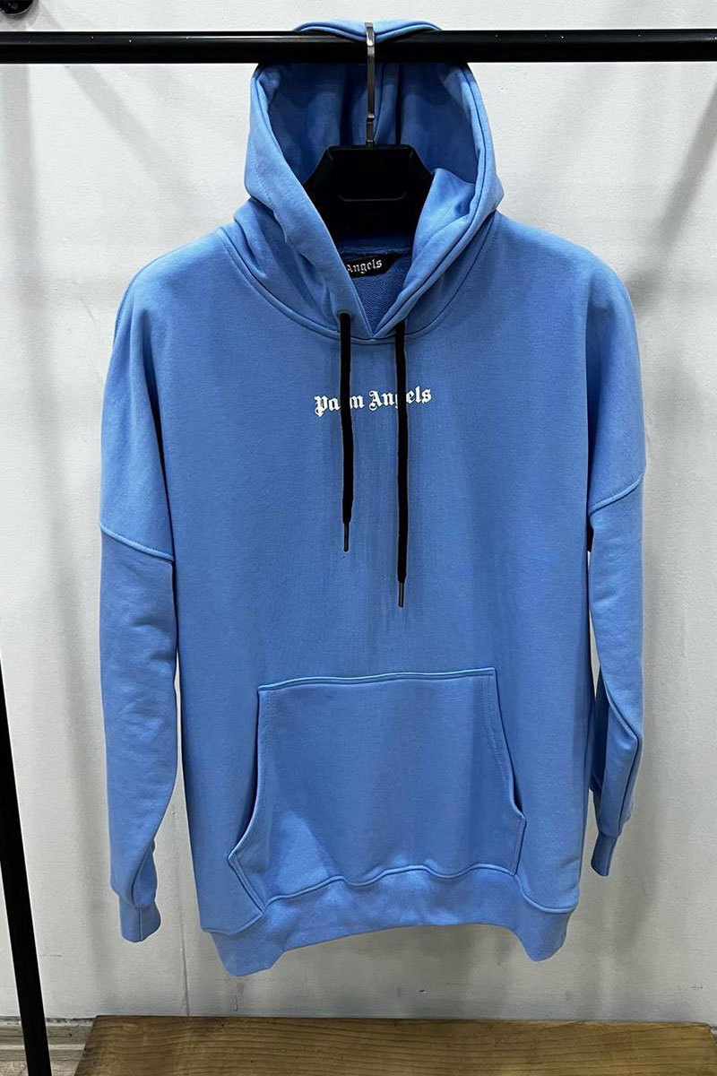 Palm Angels Голубое оверсайз худи Classic logo-print