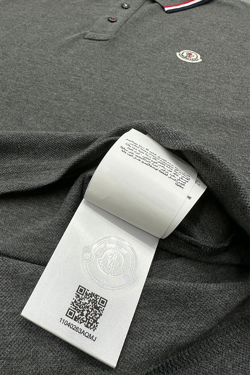 Moncler Мужское поло серого цвета logo-patch