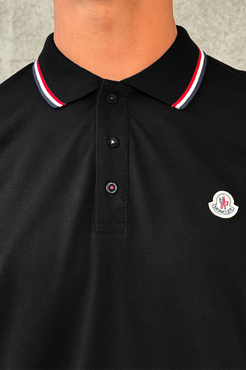 Moncler Чёрное поло с длинным рукавом logo-patch