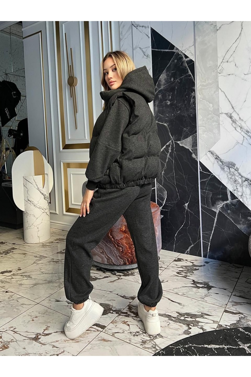 Designer Женский тёмно-серый костюм тройка 