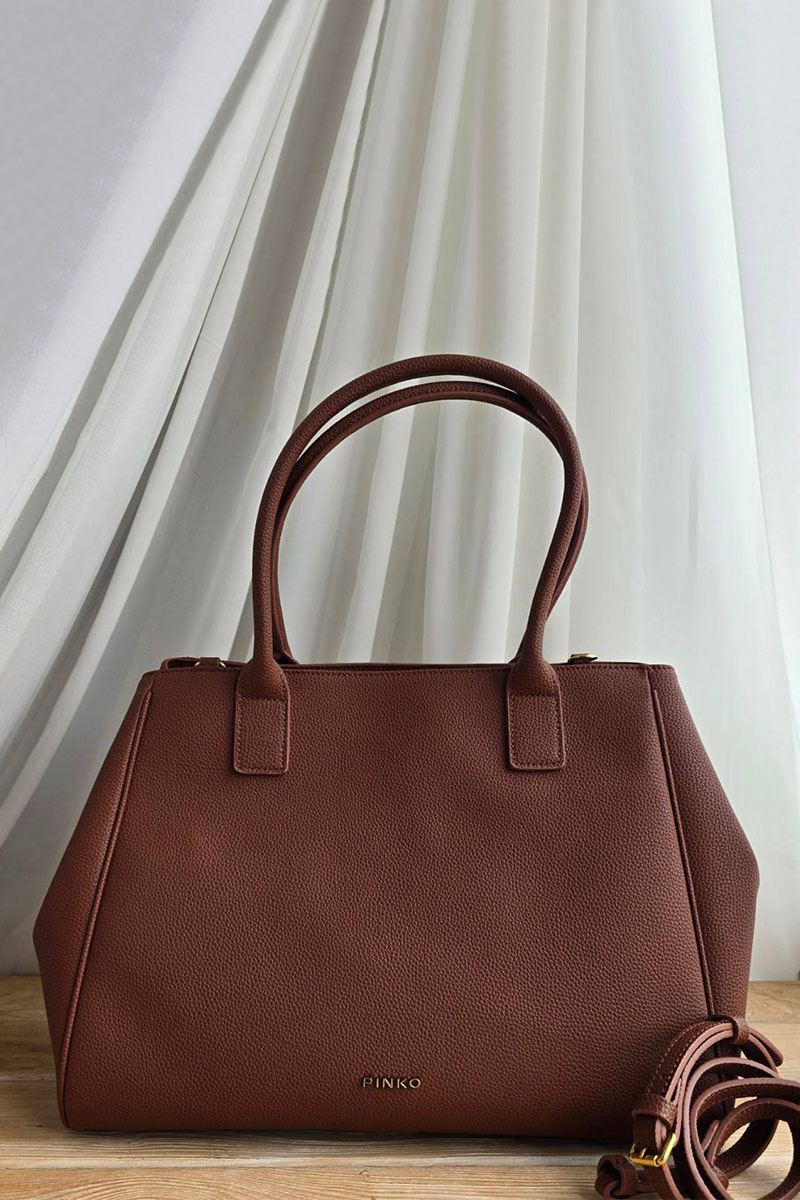  Кожаная сумка Tote 37x29 см - Brown