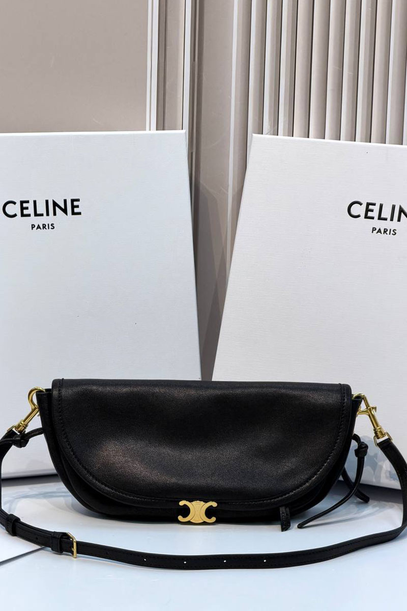 Celine Кожаная сумка Little Halfmoon Soft Triomphe premium 25x13x5 см