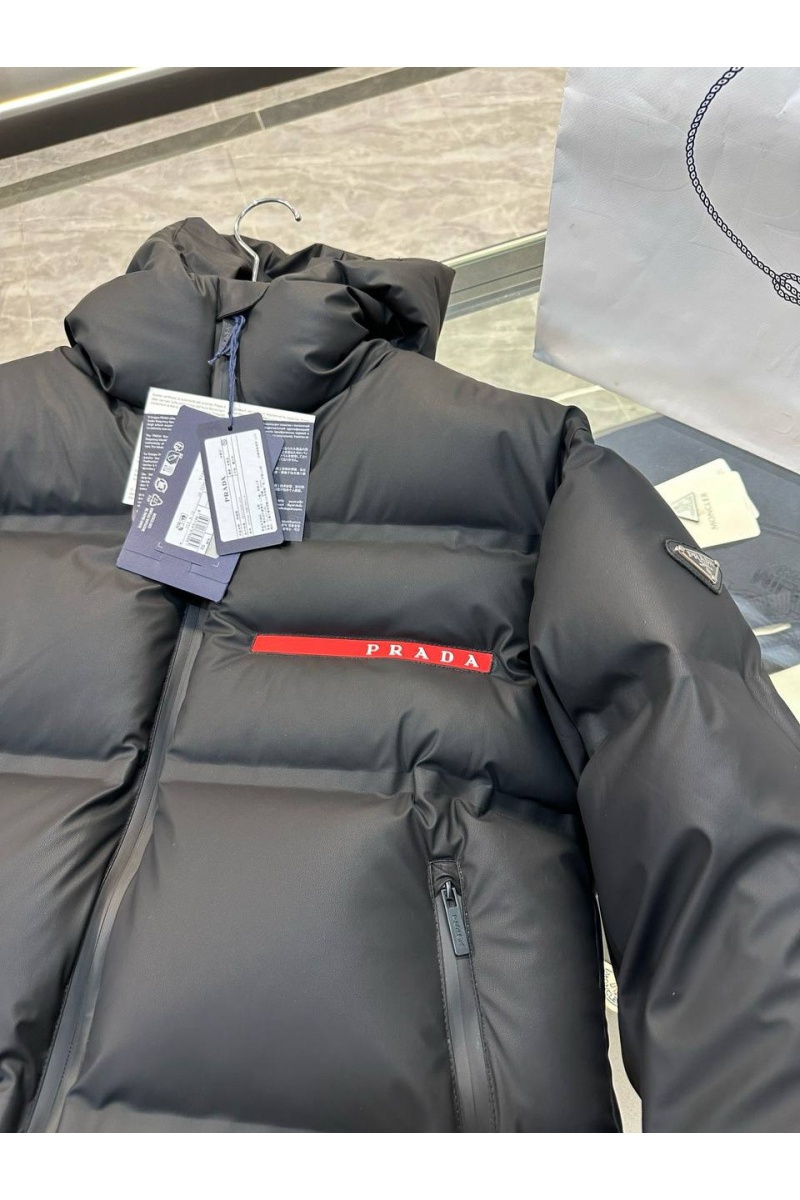 Prada Мужской пуховик logo-plaque - Black