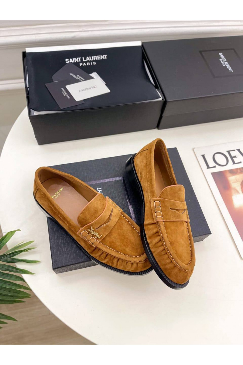 Yves Saint Laurent Женские замшевые лоферы premium
