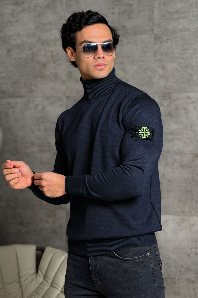 Stone Island Водолазка тёмно-синего цвета compass-patch