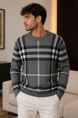 Мужская серая кофта check pattern 