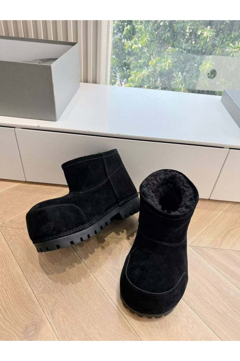 Balenciaga Женские ботинки Alaska Fur Bootie Premium - Black
