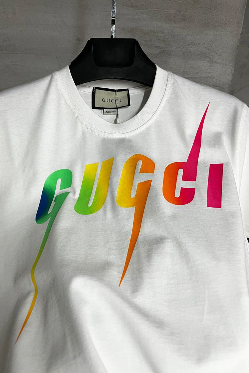 Gucci Мужская белая футболка Blade logo-print 