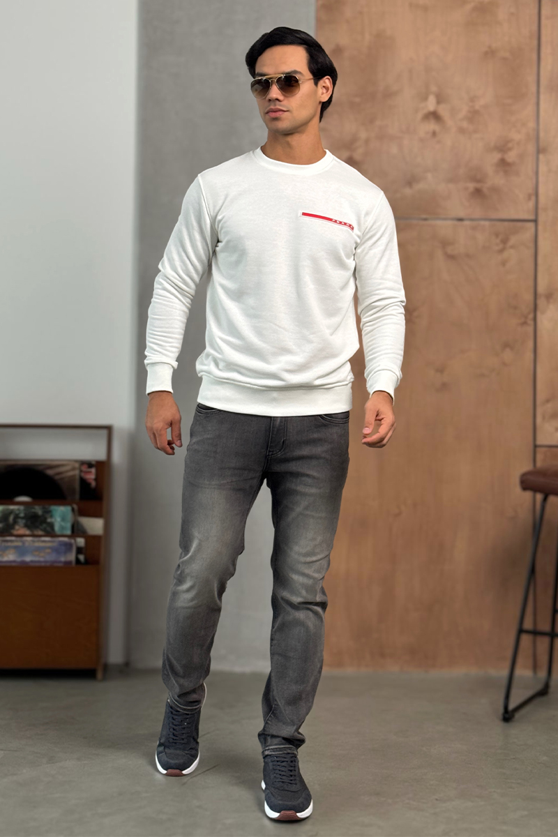 Prada Мужской белый свитшот Linea Rossa logo