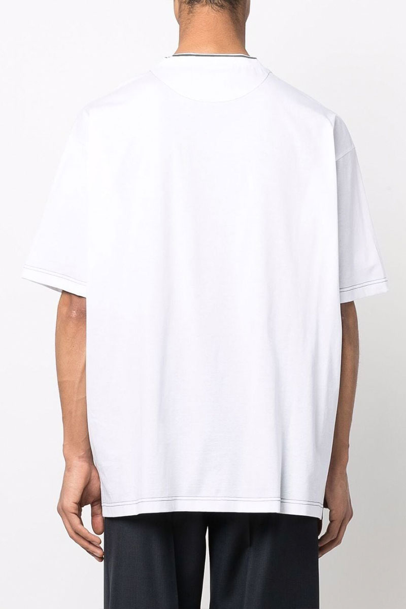 Prada Белая оверсайз футболка triangle logo chest pocket