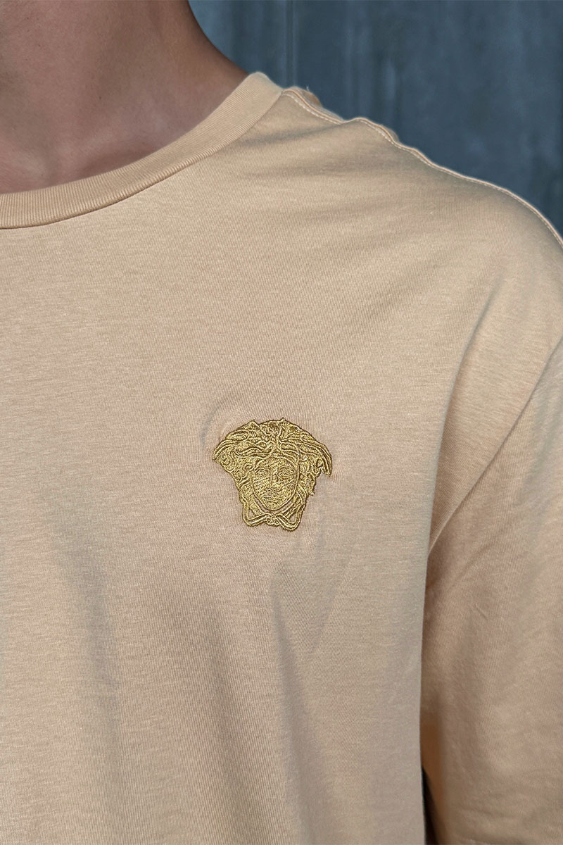 Versace Бежевая оверсайз футболка Medusa Head patch