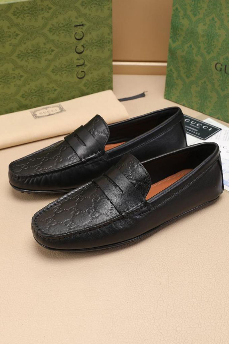 Gucci Мужские кожаные мокасины GG monogram