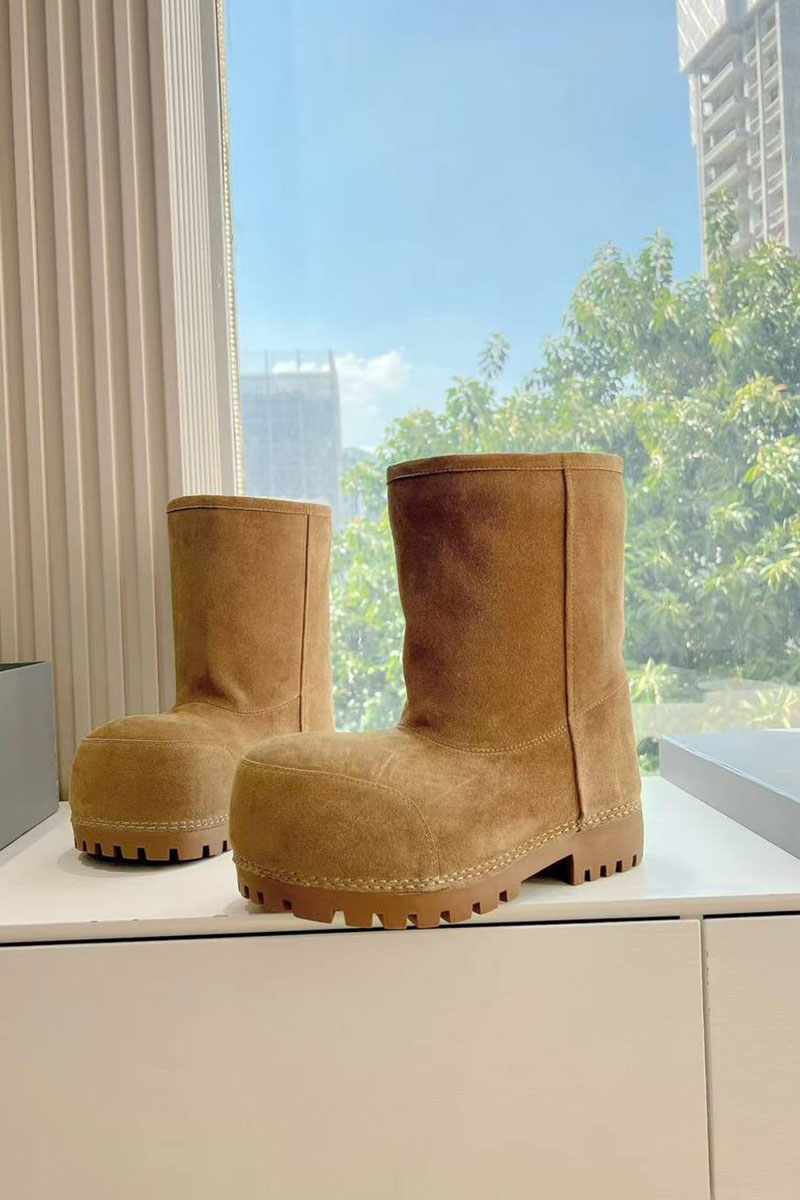 Balenciaga Женские ботинки Premium Alaska Fur Low Boot  - Brown