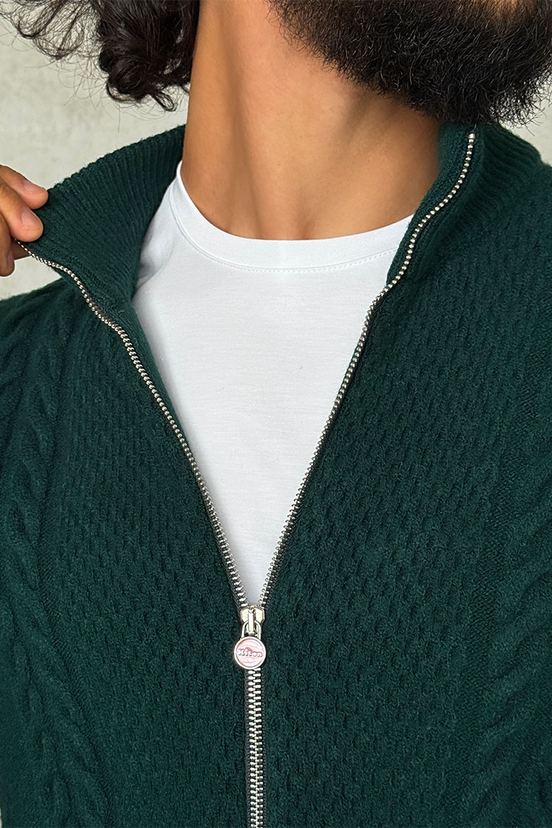 Kiton Мужской свитер зелёного цвета 