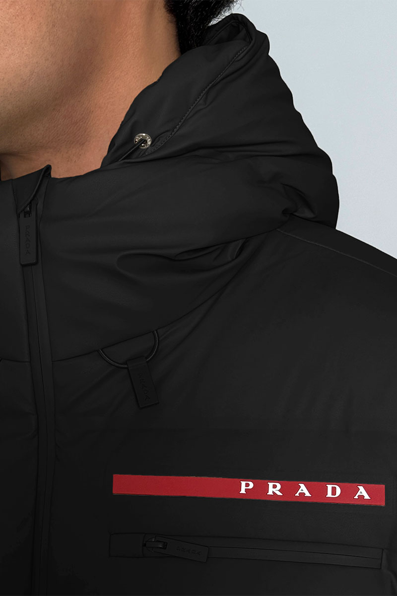 Prada Мужской пуховик Linea Rossa - Black