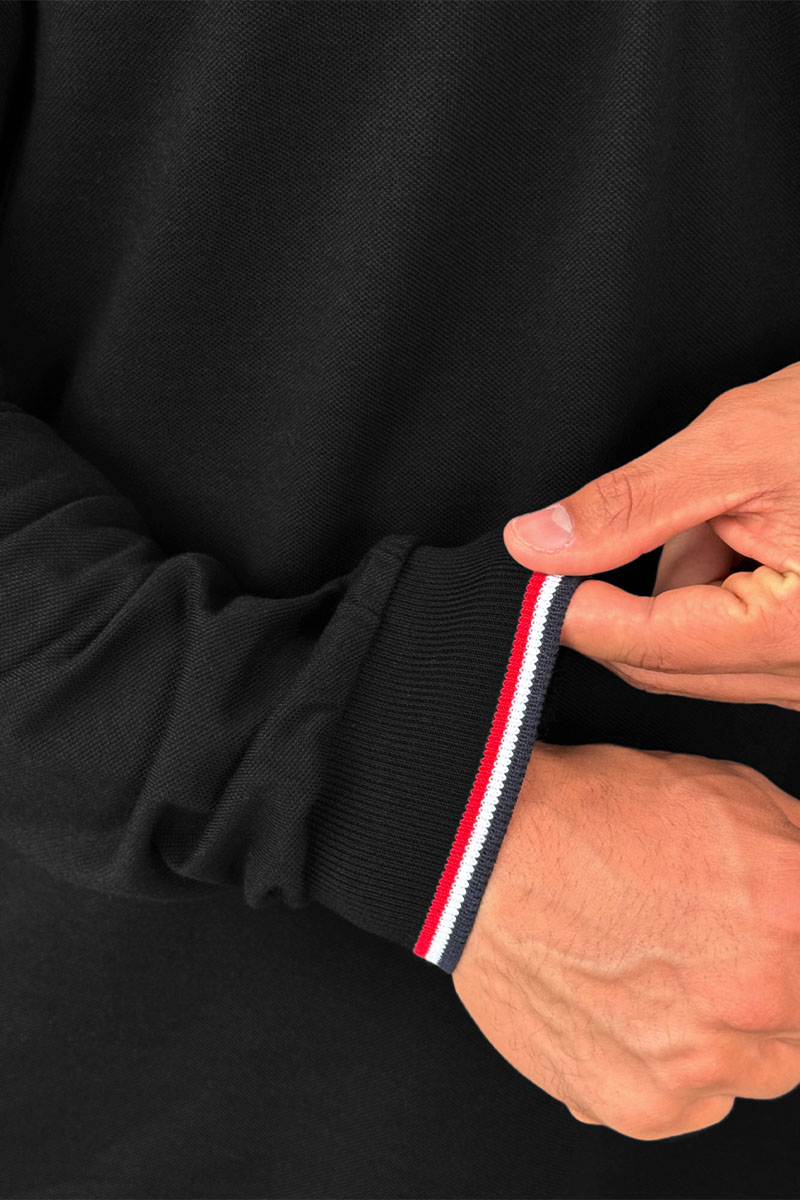 Moncler Чёрное поло с длинным рукавом logo-patch