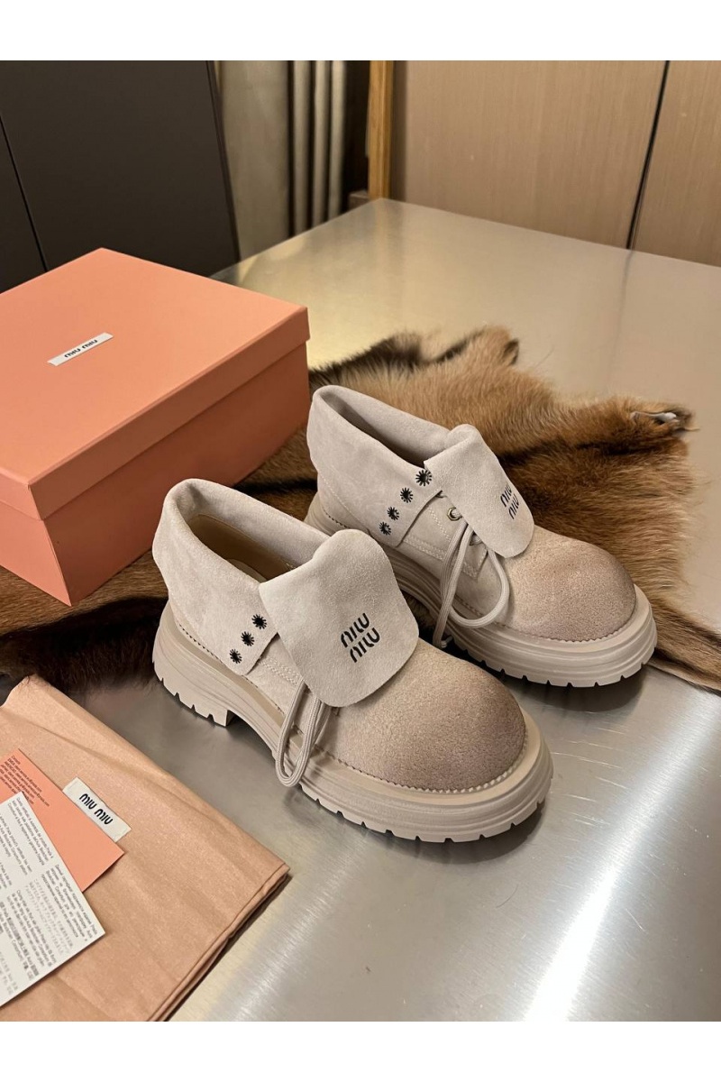 MIU MIU Женские замшевые ботинки premium - Beige