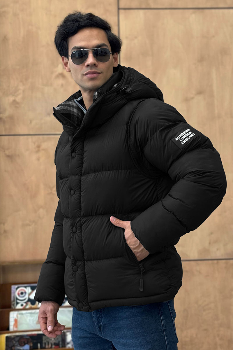 Burberry Чёрная куртка со съёмными рукавами Lockwell logo-patch