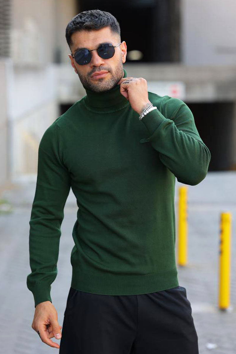 Lacoste Мужская зелёная водолазка logo-patch 