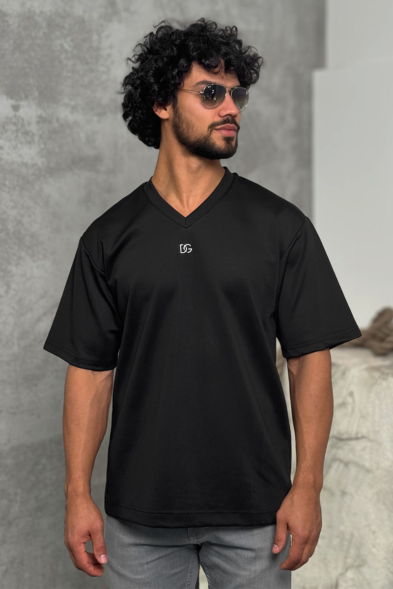 Dоlсе & Gаbbаnа Чёрная оверсайз футболка logo-plaque